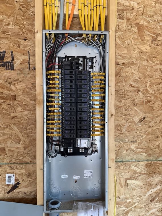 Neatly labeled breaker panel installed by SNS Electrical